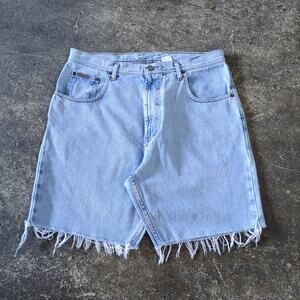 Vintage Calvin Klein Cut Off Denim Jean Shorts Mens 36 Blue Light Wash Loose 8"